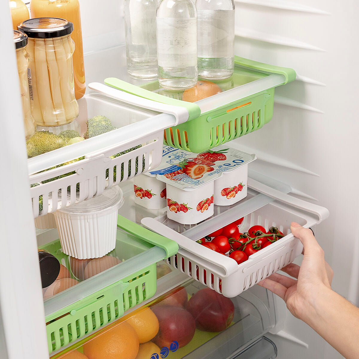 Klarraum Frischefach – ausziehbare Kühlschrank-Organizer im 2er-Set